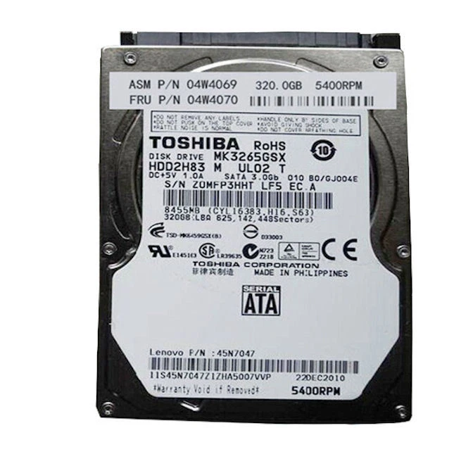 New Genuine Lenovo ThinkPad 5400rpm Toshiba 320GB HDD 04X1956 - Image 2 of 2
