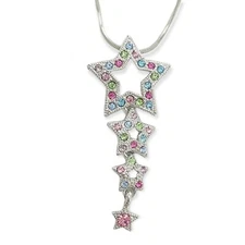 Star Made With Swarovski Crystal 3 Wish Stars Multi Color Pendant Necklace Gift