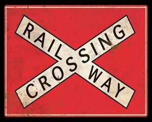 Railway Crossing Train Station Gates Level Model Metal Sign Tin Wall Plaque 161 Ebay
