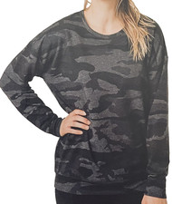 New Tuff Athletics Women  s Crewneck Tencel Lightweight Active Sweatshirt XL Camo