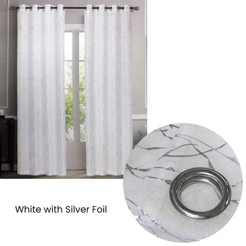 Par de cortinas transparentes para ojales con patrón de lámina 137 x 213 cm - Imagen 5 de 6