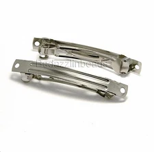 Silver Nickel 3 inch Plain Barrette Hair Clip Finding w/2 Holes For Embellishing