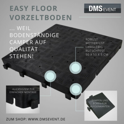 10m² Vorzeltboden/Zeltboden - Easy Floor - 50x50x5cm - Kunststoffbodenplatten