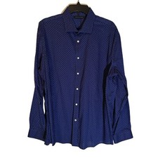 Tommy Hilfiger Men Polka Dot Dress Shirt XL Button-Up Blue Slim fit Shirt.