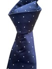 $315 NWT TURNBULL ASSER Navy white spots handmade 3.75" herringbone silk Tie UK