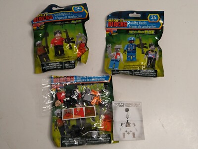 2 BRAND NEW 1 Open Package Make-It Blocks ZOMBIE Mini Figures- 34 Pieces Each