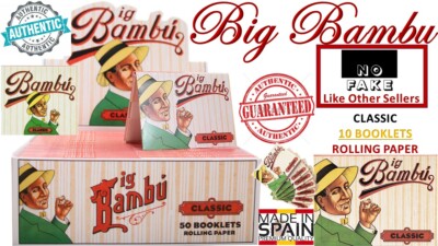 10 Big Bambu 1 1/2'' CLASSIC World's Finest Rolling Paper 33 Leaves/Book (SPAIN)