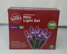 Winter Wonder Lane 140 Purple Mini Lights Green Wire Indoor/Outdoor !