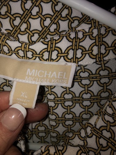 Michael Kors Women's Multi, 1/2 zipper Blouse Roll Tab Sleeves Office Career 1X - Picture 4 of 7