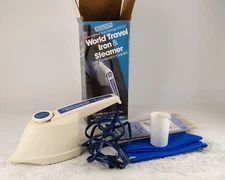 Vintage Osrow World Travel Iron Steamer  with travel bag and accessories 1981