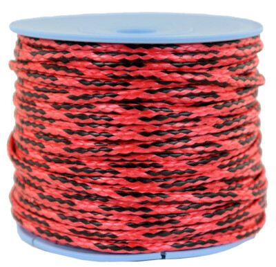DYNEEMA Flechtleine / Seil / Ø 3mm / 50 Meter Fb. rot-schwarz / 950 daN