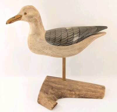 Herring Gull Jerry Hutchins Signed Decoy Wooden Seagull Bird Vintage 1980