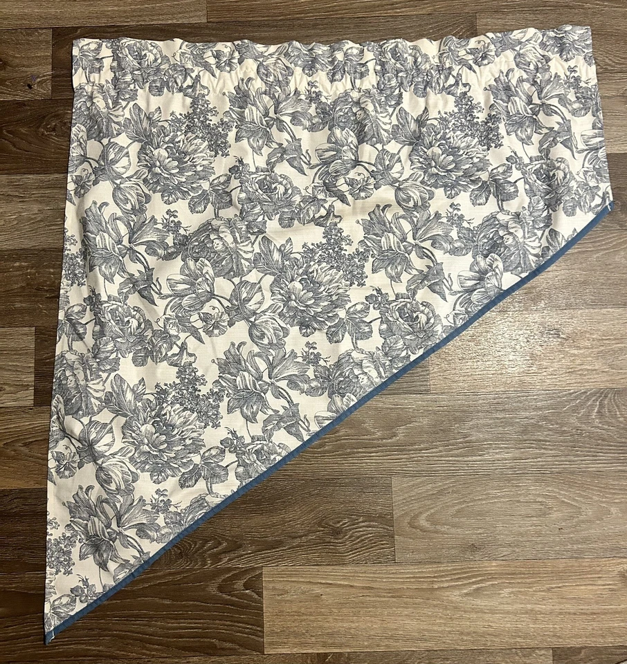 2 cenefas de ventana WAVERLY hogar jardín habitación AZUL Y BLANCO INODORO FLORAL Foto 3 de 4