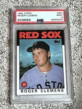 PSA 9 MINT BASEBALL CARD 1986 TOPPS ROGER CLEMENS BOSTON RED SOX