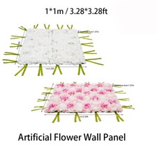 Floral Rose Wall Art White/Pink Artificial Flower Wall Panel Party Backdrop 1 1m