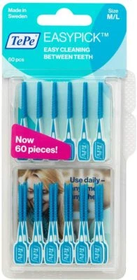 TePe EasyPick Interdental Toothpicks Refill - M/L - Blue - 60 Picks in 1 Pack