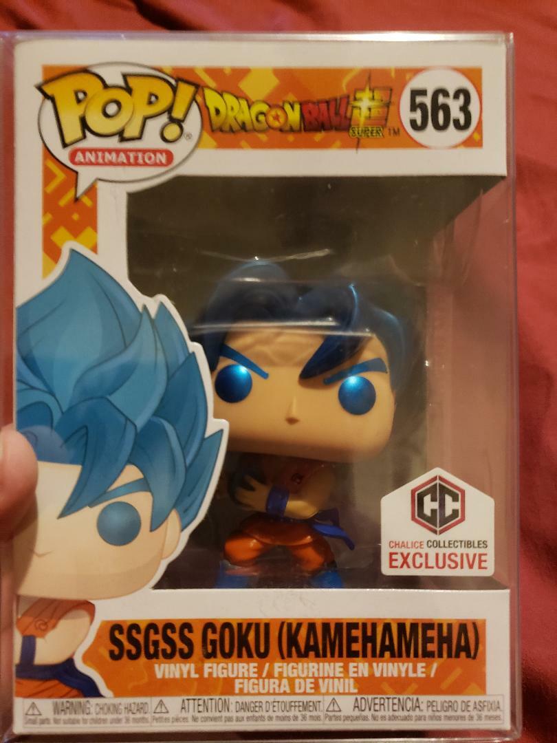 Funko Pop Metálico Ssgss Goku Kamehameha Cáliz Coleccionables Con Protector