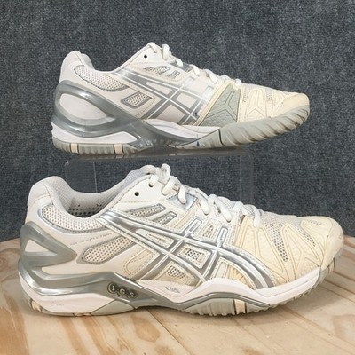 Asics Shoes Womens 8.5 Gel Resolution 5 Tennis Sneakers White Low Top Mesh E350Y