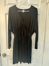 Halston Heritage Black Check Evening Dress Size 4 Long Sleeve