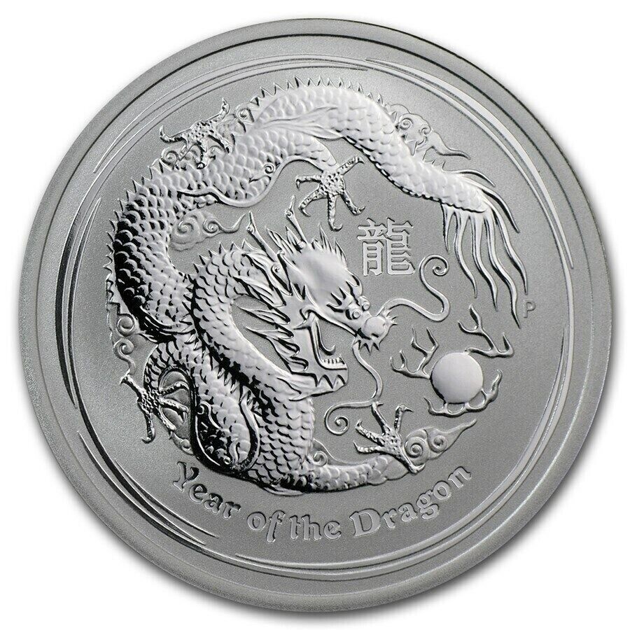 2012 1/2 oz Silver Australia Lunar Year of the Dragon~ w/ Perth