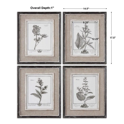 Uttermost 32510 Casual Grey Study Framed Art Prints Set of 4 - Picture 4 of 5