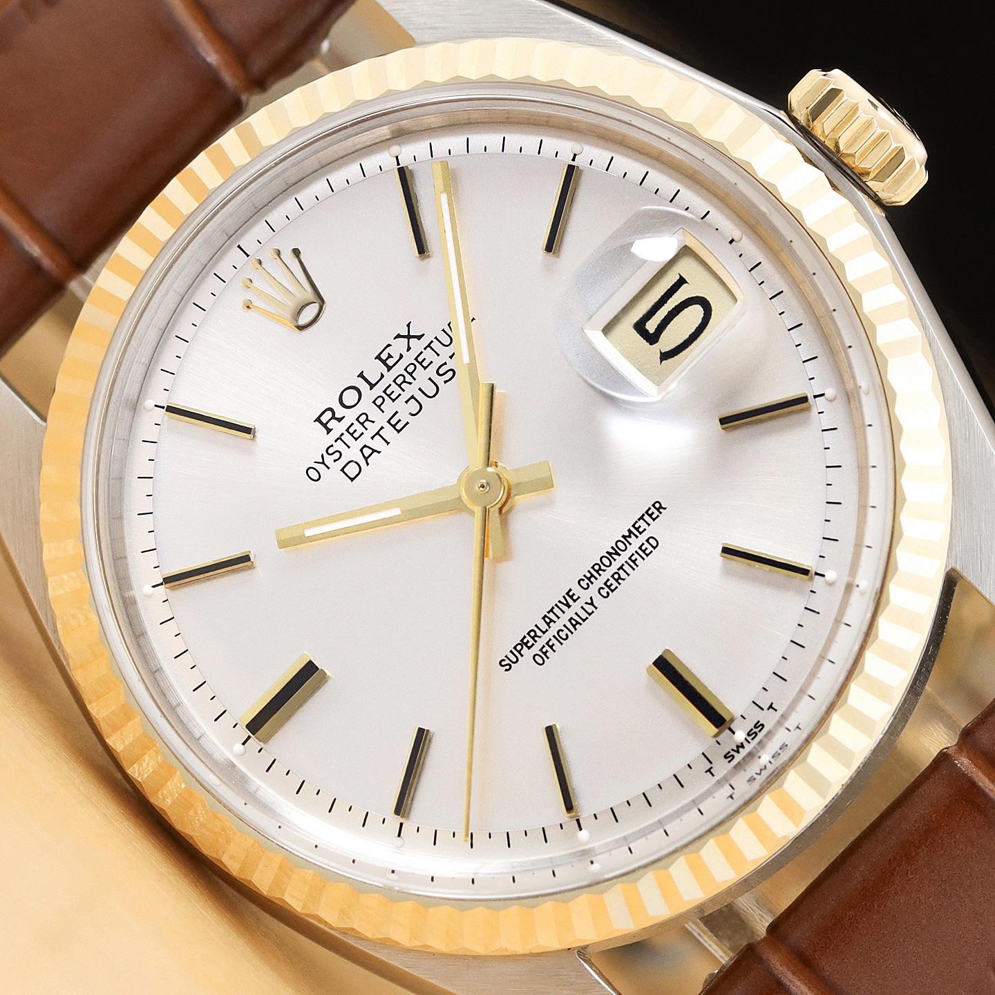 ROLEX DATEJUST 1601 SILVER 14K YELLOW