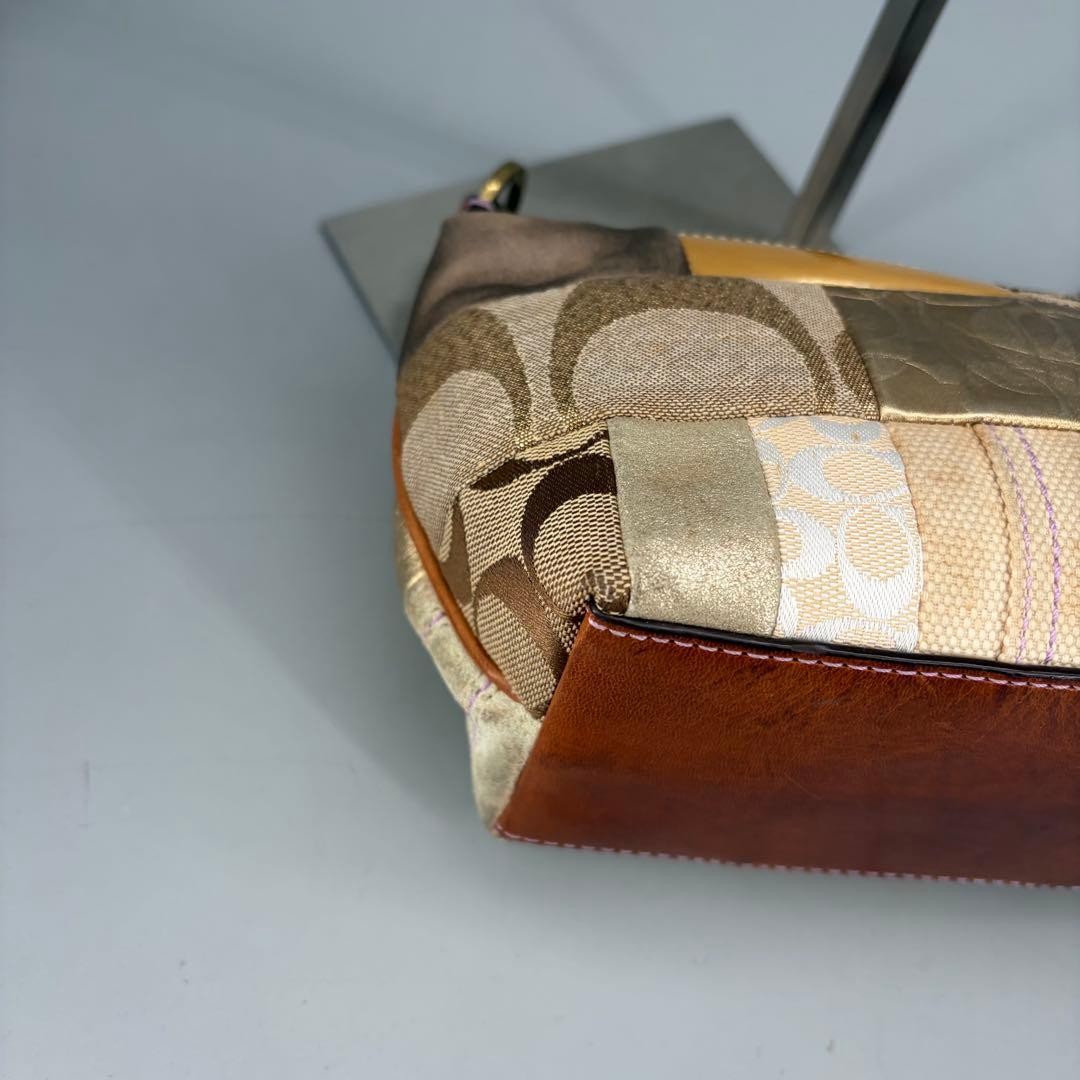 COACH Patchwork Beige Canvas Leather Accessory Po… - image 21