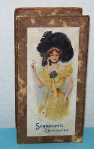 Antique SCHRAFFT'S Chocolates Box~ “SYLVIA” ~FDA approval 1906~ Glamour Girl