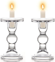 2 StüCk Klarglas Kerzenhalter Stumpenkerzen Stabkerzen KerzenstäNder Teelichthal