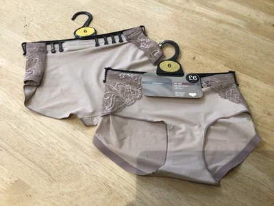 M&S Womens Marks and Spencer Fawn Low Rise Shorts Knickers Size 6 (pack of two) - Image 1 of 2