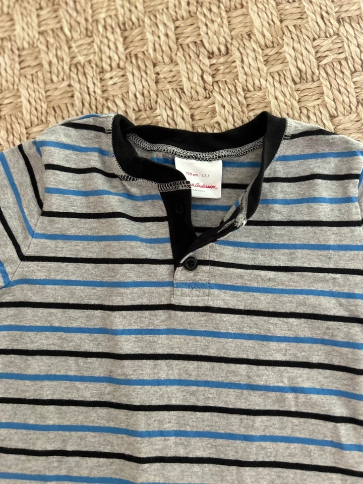 Lot of 5 HANNA ANDERSSON short sleeved striped henley polo tee shirt 4 100 - Image 3 of 4