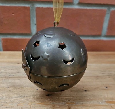 Vintage 80er Messing Mond & Stern Himmlisch Kerzenhalter Kugel Pomanda / Deko 