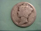 1918 P Mercury Dime -  Extremely worn edges album filler , actual coin in photo