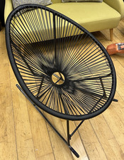 Black Acapulco Rocking Chair Spaghetti String Chair indoor outdoor PE Rattan 
