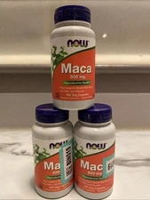 3 Now Foods Maca, 500 mg, 100 Veg Capsules Each Exp 8/2027