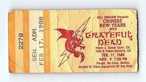 Grateful Dead Mail Ordre Concert Ticket Stub Février 17 1988 Oakland California - Photo 1 sur 7