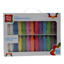 Play Day Sidewalk Chalk 52 Piece Won't Roll Away Summer Fun Ages 4 Colorful