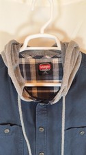 Wrangler Workwear Canvas Hooded Men's L 42- 44 Jacket Navy Bl Cotton NO LINING