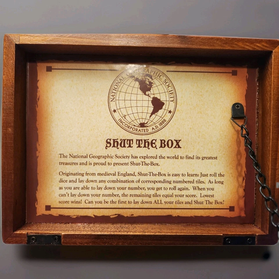 Old Century Shut The Box Family Game Wooden 9 Numbers Dice Wood Box Front Porch - Image 2 of 4