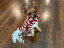 CHIHUAHUA Christmas Ornament Brown Dog Red Scarf Holiday Resin Figure