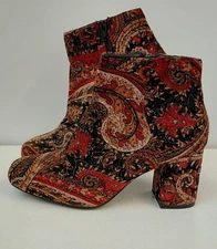 Diba Women's Paisley Print Fabric Multicolor Size 8 Ankle Boot