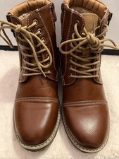 Men's Brown Lace-Up Ankle Boots Work Combat Hiking Chukka Style