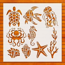 Stencil Sea Creatures - Reusable, Ocean Animals, Wall Art - Mylar StencilAir