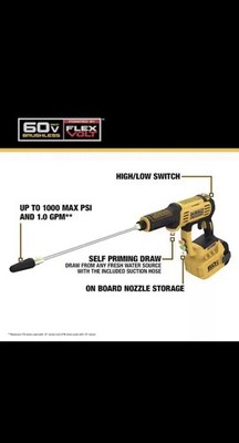 DeWalt DCPW1000B 60V FLEXVOLT 1000 PSI Pressure Washer (Tool-Only