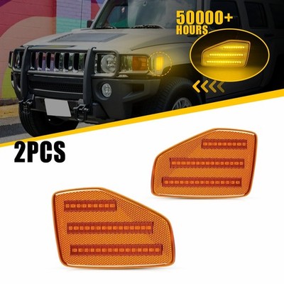 2X ront LED Side Marker Lights For 2006 2007-2010 Hummer H3 2009-10 H3T Amber EH