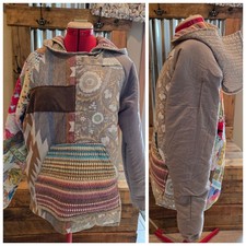 Upcycled Quilt Hoodie M Hidden Pocket Handmade Don't Throw It Out