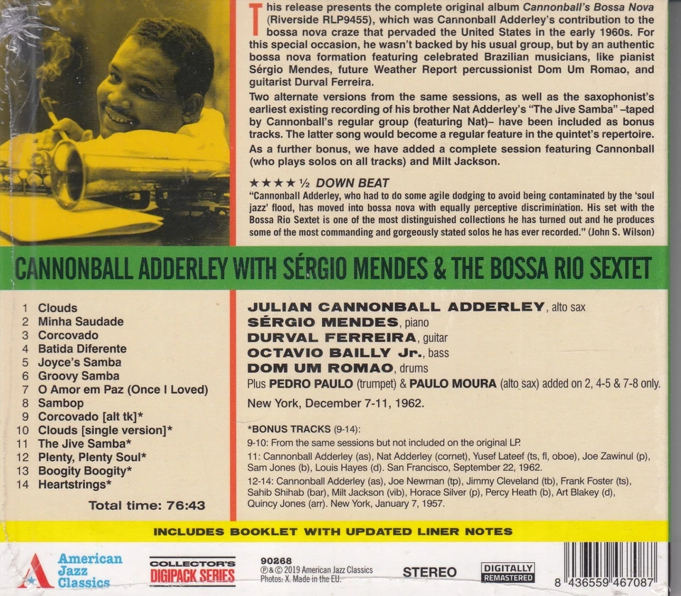 CANNONBALL ADDERLEY WITH SERGIO MENDES &THE BOSSA RIO SEXTET CD Digipack NEU OVP - Bild 2 von 2
