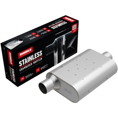 Rumble Performance Exhaust Muffler R33041: 3'' Inlet/Outlet, 4.25x9.5x13''