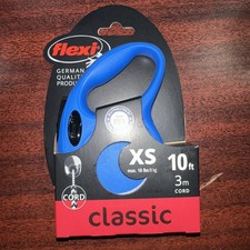Flexi New Classic Cord Leash 10' ft for XS Dogs 18 lbs max - Blue
