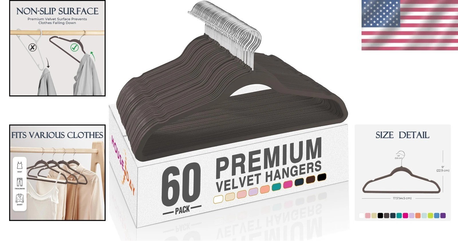 Luxury 60 Pack Velvet Hangers with Anti-Slip Design for Optimal Clothing Care